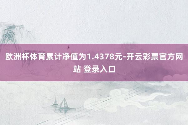 欧洲杯体育累计净值为1.4378元-开云彩票官方网站 登录入口