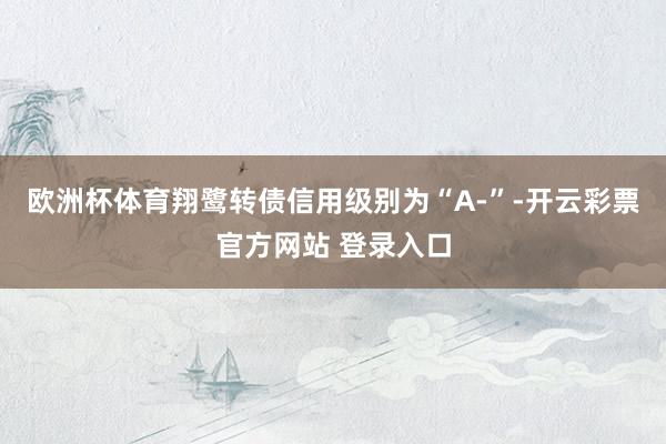 欧洲杯体育翔鹭转债信用级别为“A-”-开云彩票官方网站 登录入口