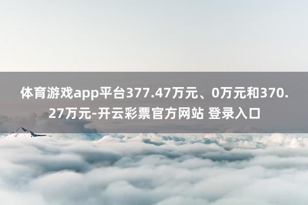 体育游戏app平台377.47万元、0万元和370.27万元-开云彩票官方网站 登录入口