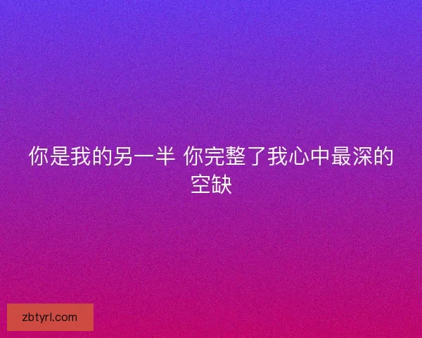 你是我的另一半 你完整了我心中最深的空缺