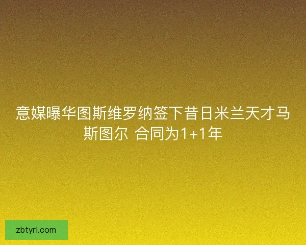 意媒曝华图斯维罗纳签下昔日米兰天才马斯图尔 合同为1+1年